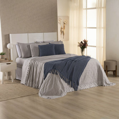 [10 PIEZAS] Juego de Cama Serena de Percal 300 Hilos con Bordado Inglés