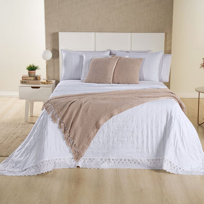 [10 PIEZAS] Juego de Cama Serena de Percal 300 Hilos con Bordado Inglés