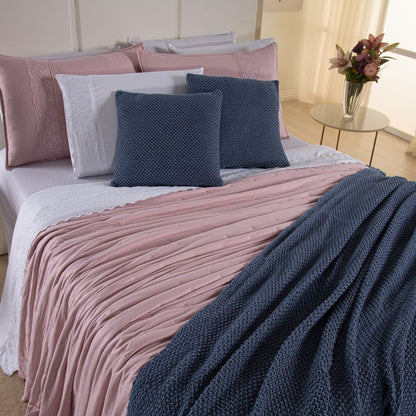 [10 PIEZAS] Juego de Cama Serena de Percal 300 Hilos con Bordado Inglés